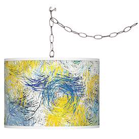 Image1 of Giclee Glow Starry Dawn Shade 13 1/2" Wide Plug-In Swag Pendant