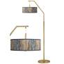 Giclee Glow Striking Bark Shade 71 1/2" High Warm Gold Arc Floor Lamp