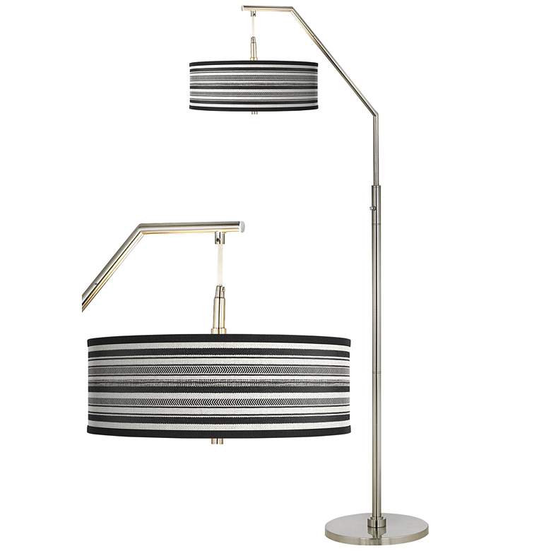 Image 1 Giclee Glow Stripes Noir Giclee Shade Arc Floor Lamp