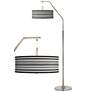 1_Giclee Glow Stripes Noir Giclee Shade Arc Floor Lamp