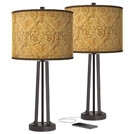 Image1 of Giclee Glow Susan 25 1/2" Golden Versailles Bronze USB Lamps Set of 2