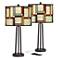 Giclee Glow Susan 25 1/2" Modern Squares Bronze USB Lamps Set of 2