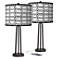Giclee Glow Susan 25 1/2" Rhombi Shade Dark Bronze USB Lamps Set of 2