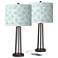 Giclee Glow Susan 25 1/2" Spring Shade with Bronze USB Lamps Set of 2