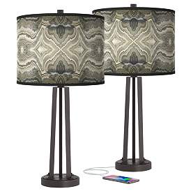 Image1 of Giclee Glow Susan 25 1/2" Sprouting Marble Shade USB Lamps Set of 2