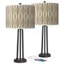 Giclee Glow Susan 25 1/2" Swell Shade with Bronze USB Lamps Set of 2
