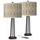 Giclee Glow Susan 25 1/2" Swell Shade with Bronze USB Lamps Set of 2