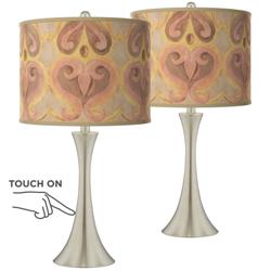 Giclee Glow Trish 24&quot; Aurelia Shade Nickel Touch Table Lamps Set of 2