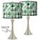 Giclee Glow Trish 24" Misty Morning and  Nickel Touch Lamps Set of 2