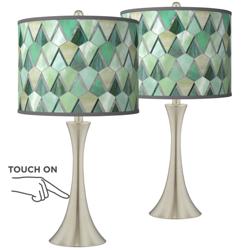 Giclee Glow Trish 24&quot; Misty Morning and  Nickel Touch Lamps Set of 2