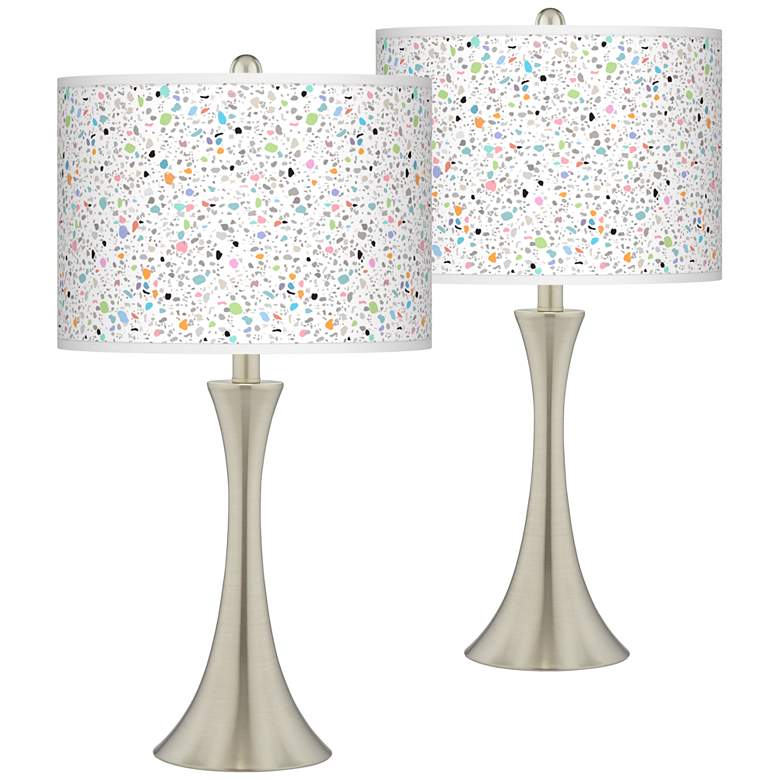 Image 1 Giclee Glow Trish 24" Printed Terrazzo Shades Touch Lamps Set of 2