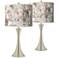 Giclee Glow Trish 24" Rosy Blossoms and Nickel Touch Lamps Set of 2