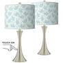 Giclee Glow Trish 24" Spring Shade with Nickel Touch Lamps Set of 2