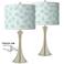 Giclee Glow Trish 24" Spring Shade with Nickel Touch Lamps Set of 2