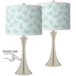 Giclee Glow Trish 24&quot; Spring Shade with Nickel Touch Lamps Set of 2