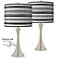 Giclee Glow Trish 24" Stripes Noir Nickel Touch Table Lamps Set of 2