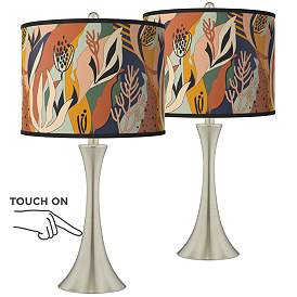 Image1 of Giclee Glow Trish 24" Wild Desert Shades with Touch Lamps Set of 2