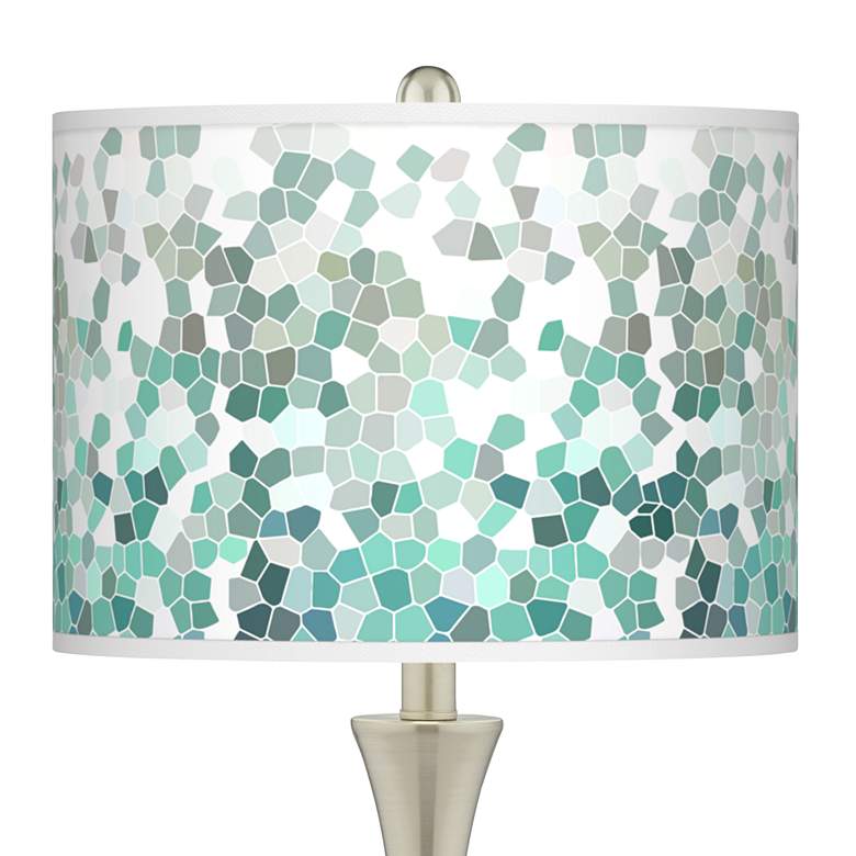 Image 2 Giclee Glow Trish Aqua Mosaic Brushed Nickel Touch Table Lamps Set of 2 more views