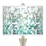 Giclee Glow Trish Aqua Mosaic Brushed Nickel Touch Table Lamps Set of 2