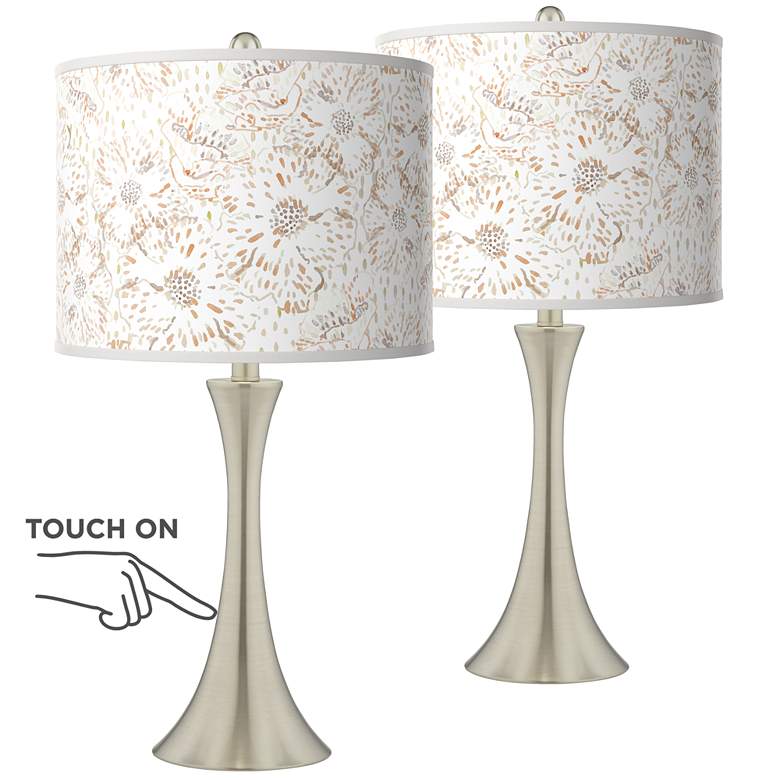 Image 1 Giclee Glow Trish Windflowers 24 inch Nickel Touch Table Lamps Set of 2