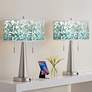 Thumbnail1 of Giclee Glow Vicki 23" Aqua Mosaic and Nickel USB Table Lamps Set of 2