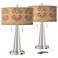 Giclee Glow Vicki 23" Aurelia Shade and Nickel USB Lamps Set of 2