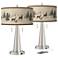 Giclee Glow Vicki 23" Deer Lodge Nickel USB Table Lamps Set of 2