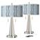 Giclee Glow Vicki 23" Drifting Petals Nickel USB Table Lamps Set of 2