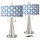 Giclee Glow Vicki 23" Leaf Symmetry Brushed Nickel USB Lamps Set of 2