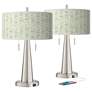 Giclee Glow Vicki 23" Oval Tempo Shade Nickel USB Lamps Set of 2