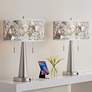 Thumbnail1 of Giclee Glow Vicki 23" Rosy Blossoms and Nickel USB Lamps Set of 2