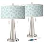 Giclee Glow Vicki 23" Spring Shade with Nickel USB Lamps Set of 2