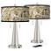 Giclee Glow Vicki 23" Venetian Shade Nickel USB Table Lamps Set of 2
