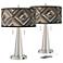Giclee Glow Vicki 23" Woodwork Nickel USB Table Lamps Set of 2