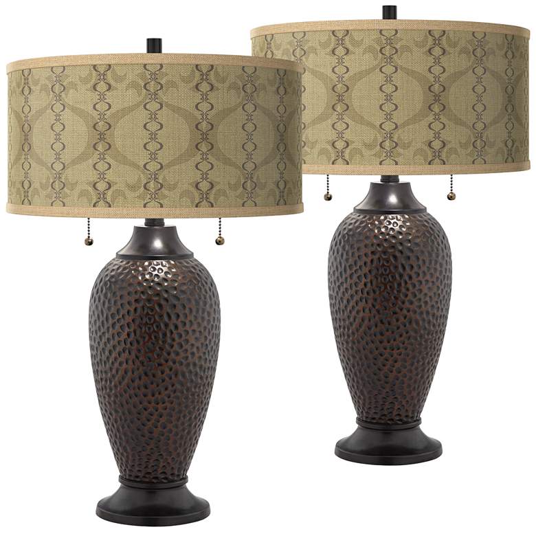 Image 1 Giclee Glow Zoey 24 1/2" Colette Shade Bronze Table Lamps Set of 2