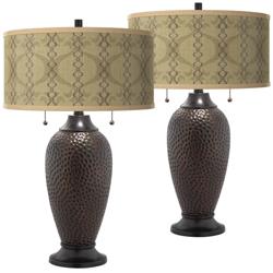 Giclee Glow Zoey 24 1/2&quot; Colette Shade Bronze Table Lamps Set of 2