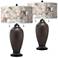 Giclee Glow Zoey 24 1/2" Rosy Blossoms Bronze Table Lamps Set of 2