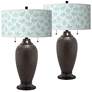 Giclee Glow Zoey 24 1/2" Spring Shade with Bronze Lamps Set of 2