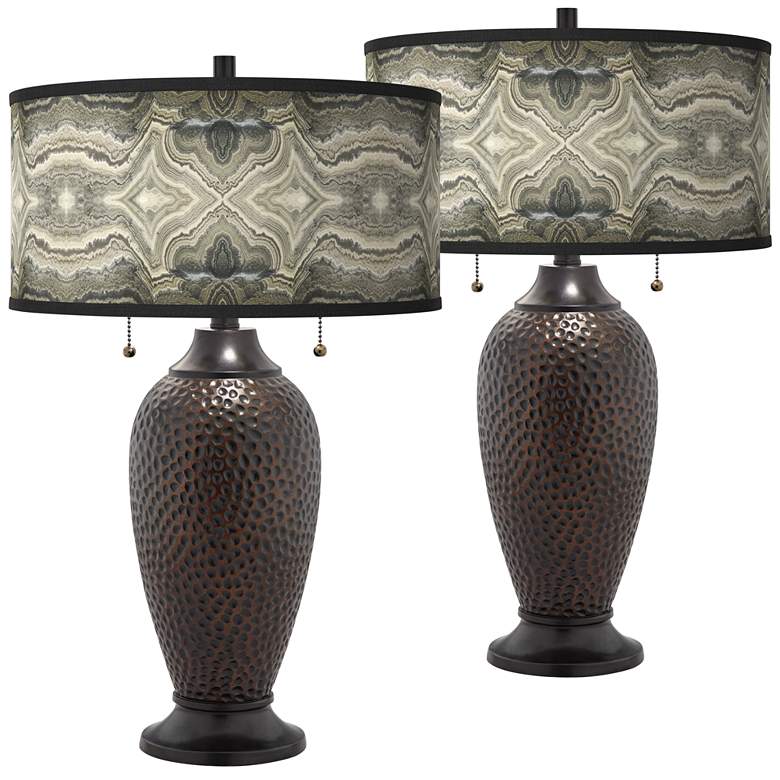 Image 1 Giclee Glow Zoey 24 1/2" Sprouting Marble Bronze Table Lamps Set of 2