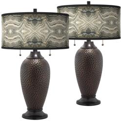 Giclee Glow Zoey 24 1/2&quot; Sprouting Marble Bronze Table Lamps Set of 2