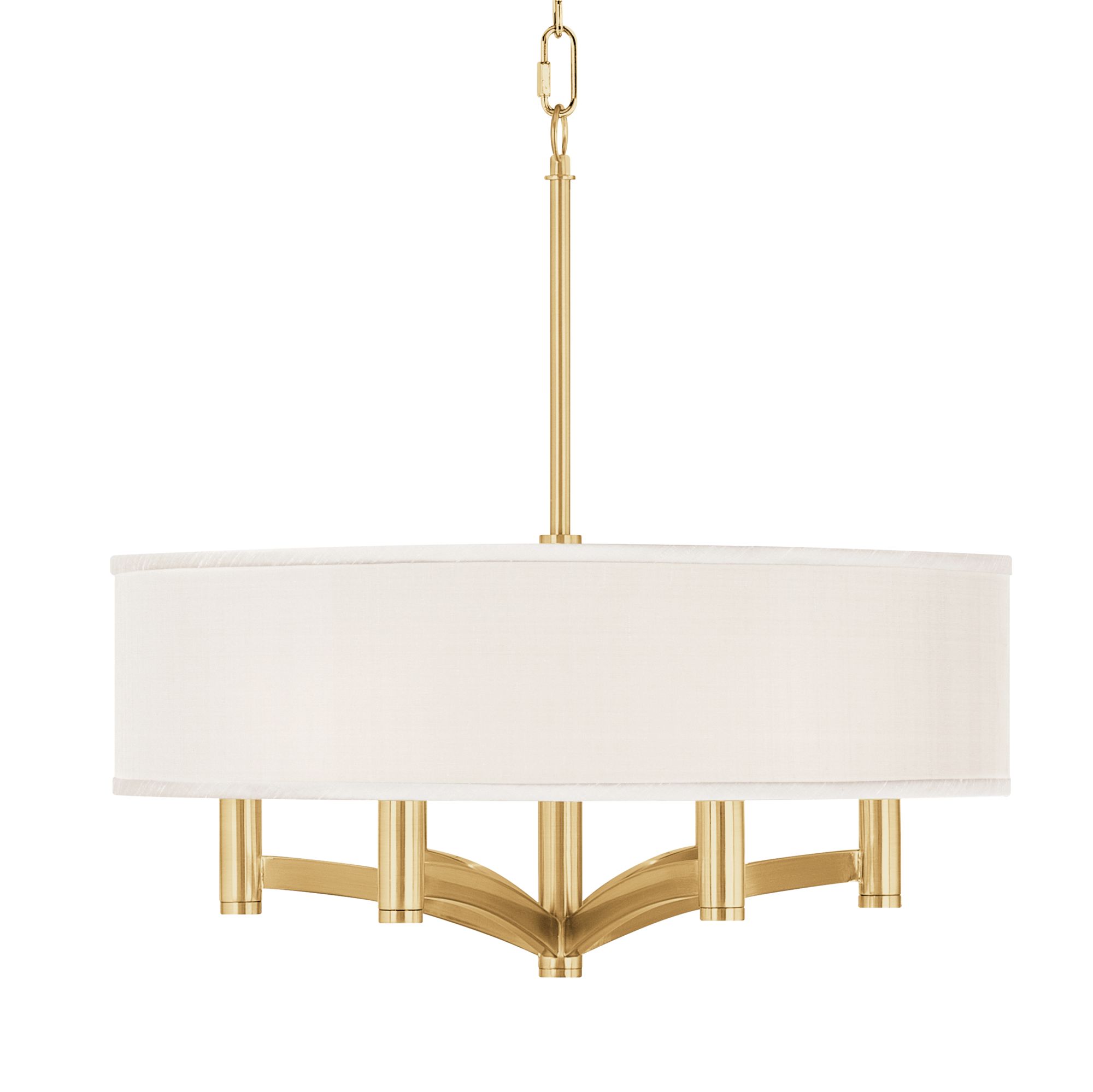 Image Gicleee Glow Ava 20" Cream Faux Silk 6-Light Gold Pendant Chandelier