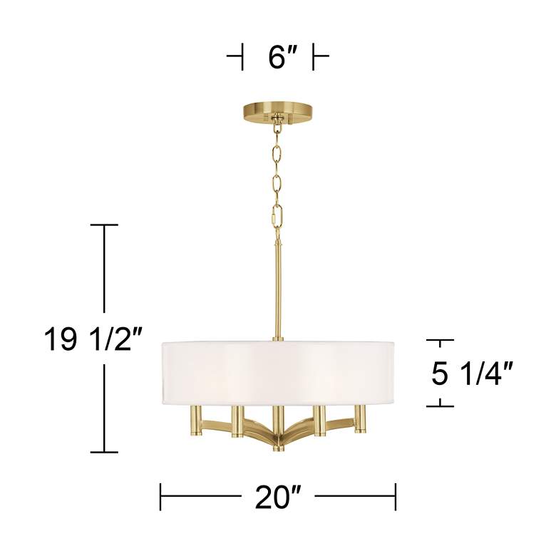 Image 4 Gicleee Glow Ava 20 inch Cream Faux Silk 6-Light Gold Pendant Chandelier more views