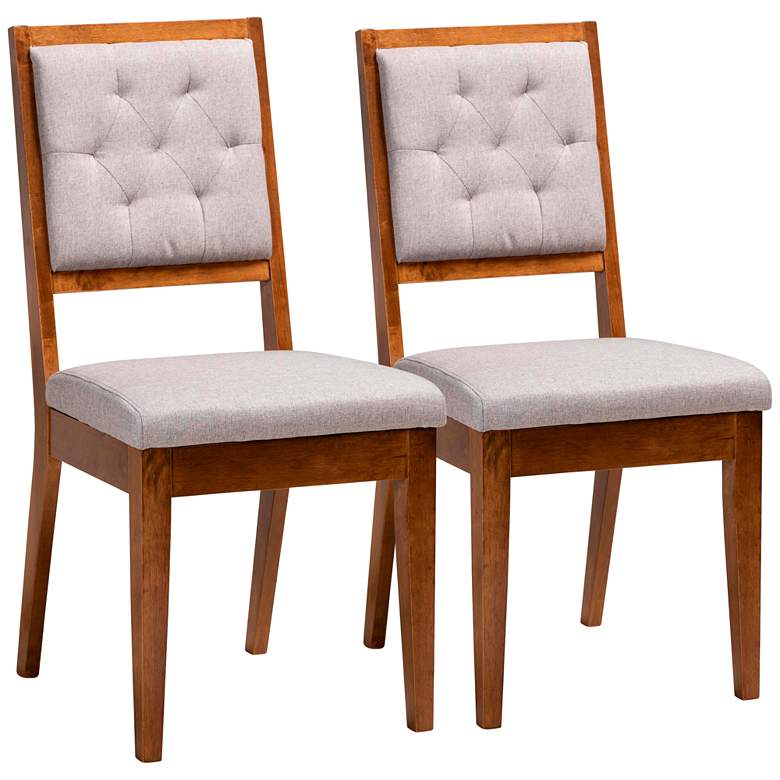 Image 2 Gideon Gray Tufted Fabric Dining Chairs Set of 2