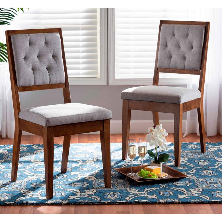 Image 1 Gideon Gray Tufted Fabric Dining Chairs Set of 2