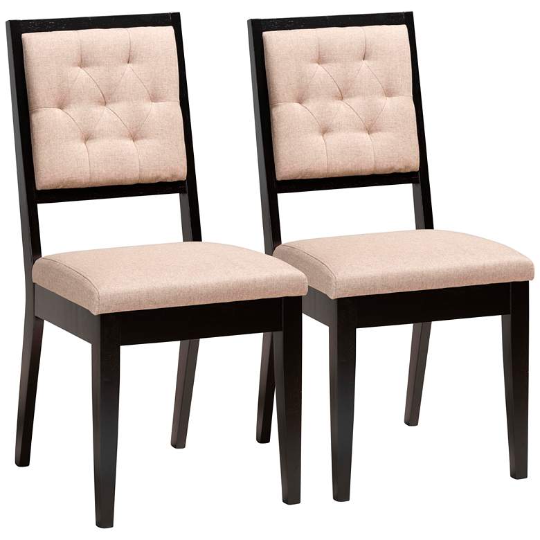 Image 2 Gideon Sand Tufted Fabric Dining Chairs Set of 2