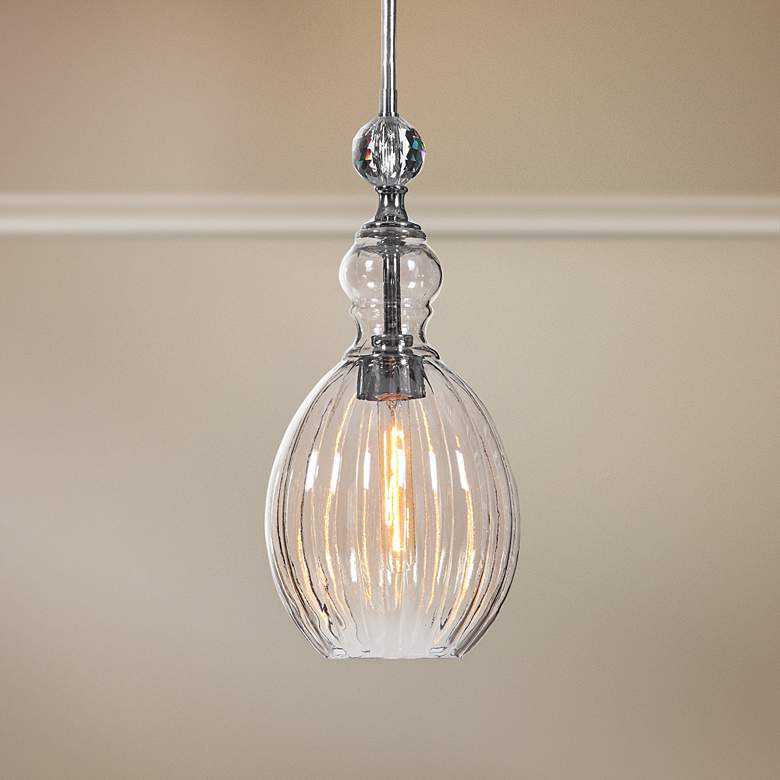 Image 1 GiGi 9" Wide Nickel Silver and Glass Mini Pendant Light