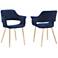 Gigi Set of 2 Dining Chairs in Blue Velvet and Gold Metal Legs