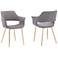 Gigi Set of 2 Dining Chairs in Grey Velvet and Gold Metal Legs