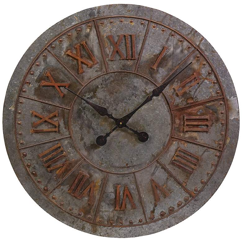 Image 1 Gilbert 32 inch Round Galvanized Wall Clock