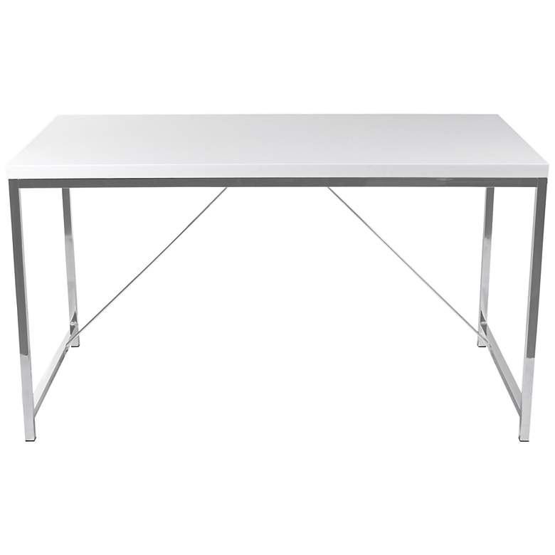Image 1 Gilbert Gloss White Lacquer and Chrome Desk